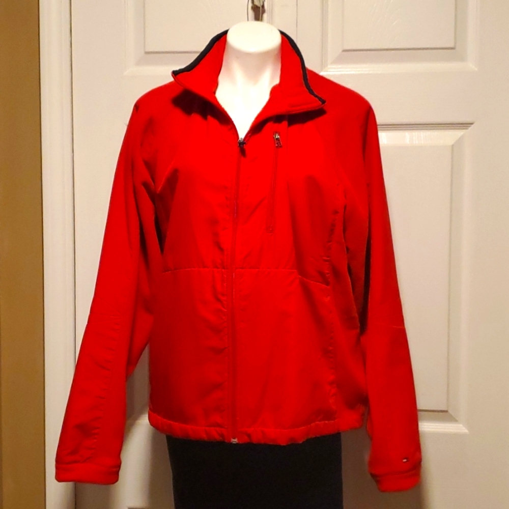 Tommy Hilfiger Women's Zip Down Red Coat - Size Large
